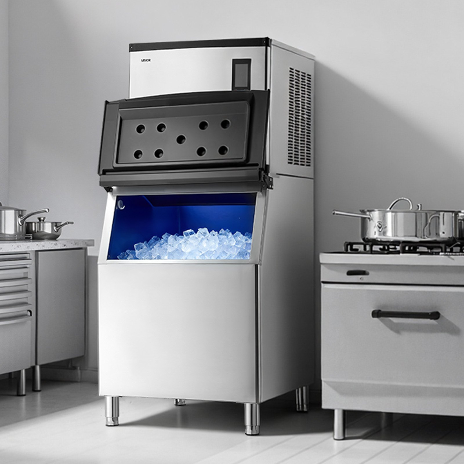 VEVOR Commercial Ice Maker Machine, 1000LBS/24H Ice-Making Machine with 500LBS Stainless Steel Storage Bin, Auto Self-Cleaning Ice Maker with Touchscreen for Bar Cafe Restaurant Business Commercial