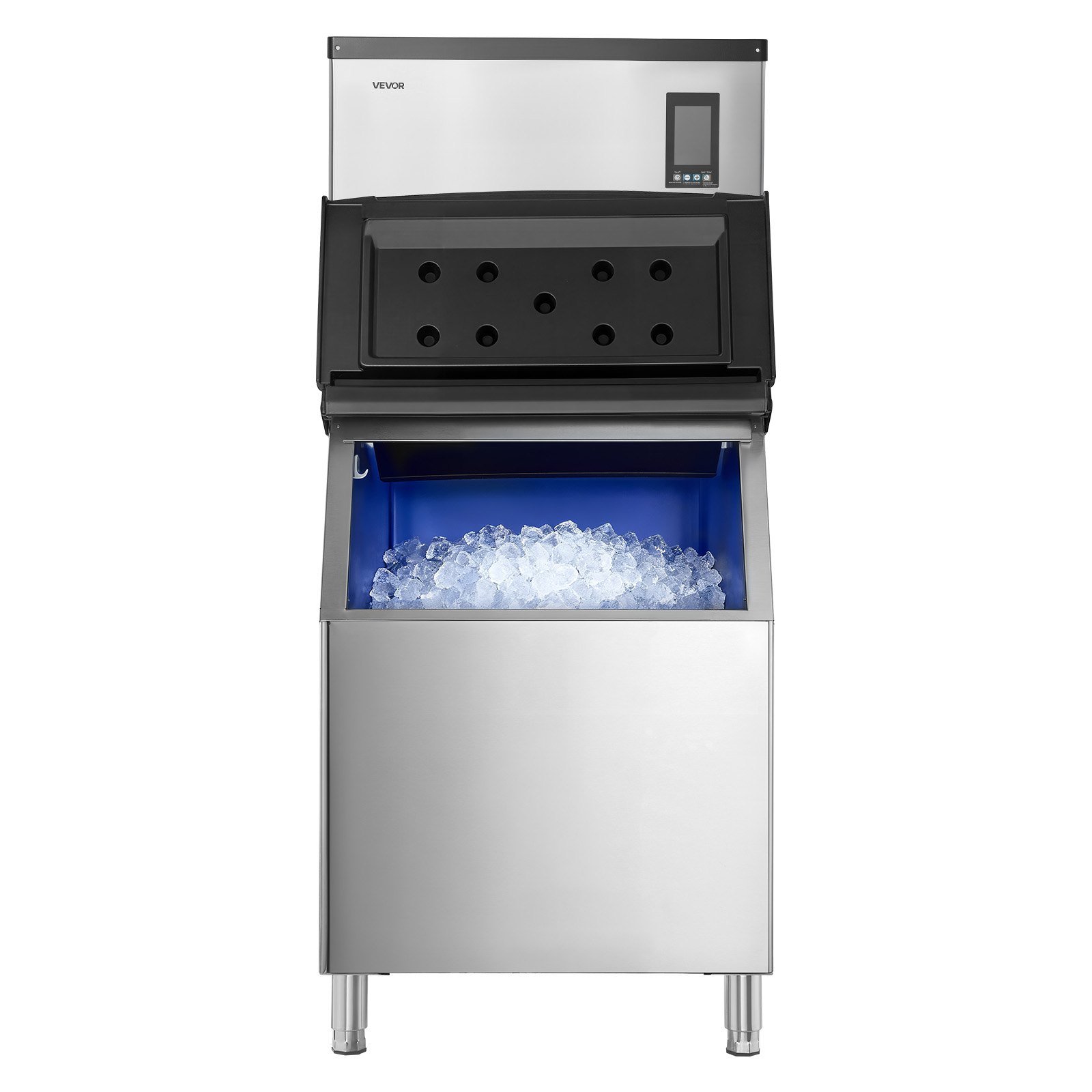 VEVOR Commercial Ice Maker Machine, 1000LBS/24H Ice-Making Machine with 500LBS Stainless Steel Storage Bin, Auto Self-Cleaning Ice Maker with Touchscreen for Bar Cafe Restaurant Business Commercial