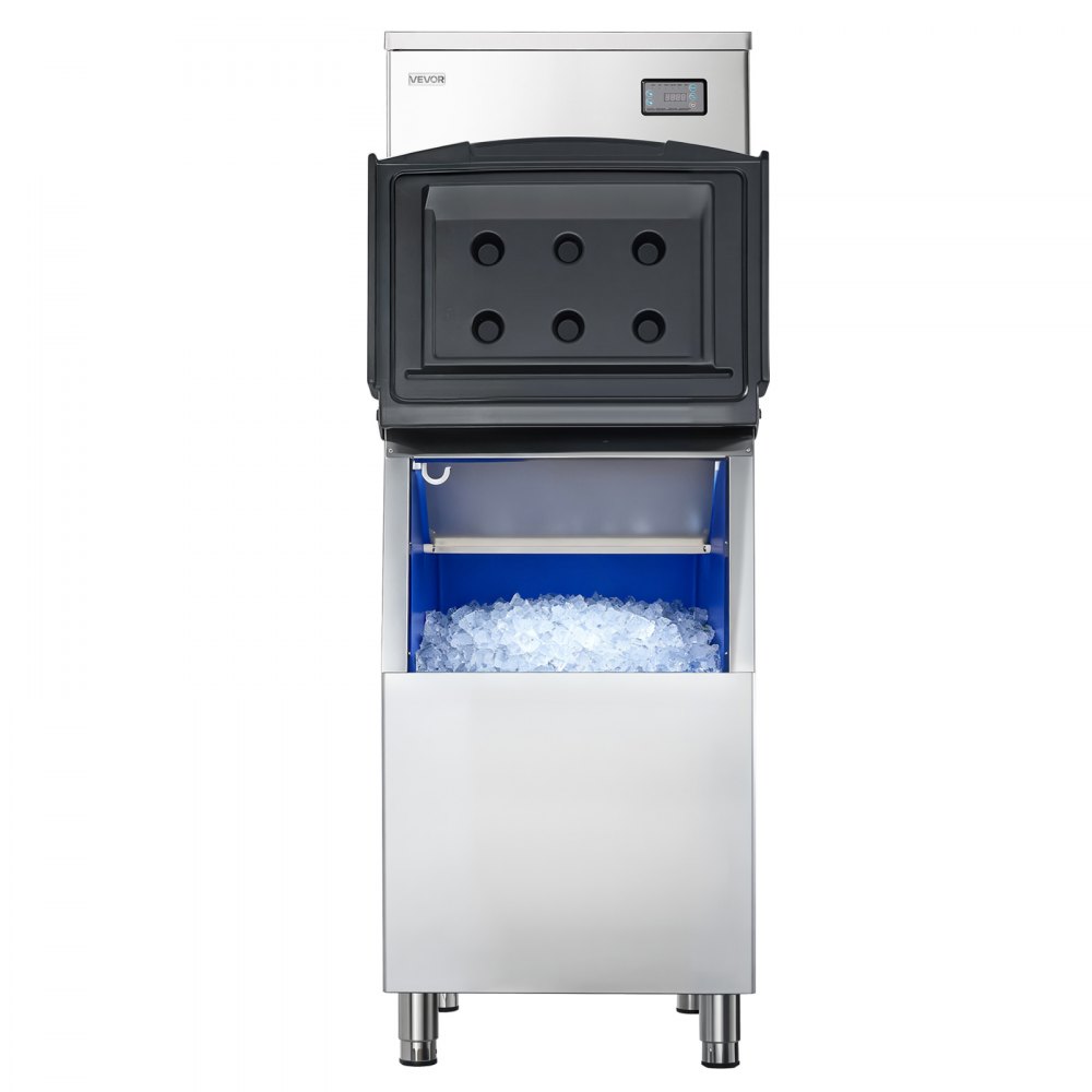 VEVOR Commercial Ice Maker Machine, 204KG/24H Ice-Making Machine with 113KG Stainless Steel Storage Bin, Auto Self-Cleaning Ice Maker with Touchscreen for Bar Cafe Restaurant Business Commercial
