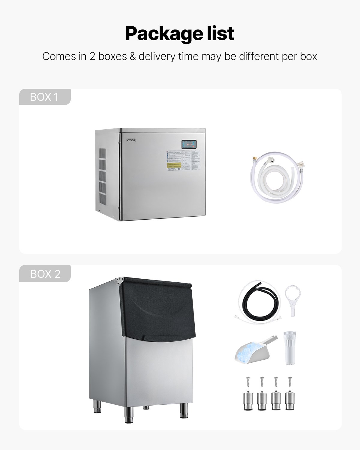 VEVOR Commercial Ice Maker Machine, 204KG/24H Ice-Making Machine with 113KG Stainless Steel Storage Bin, Auto Self-Cleaning Ice Maker with Touchscreen for Bar Cafe Restaurant Business Commercial
