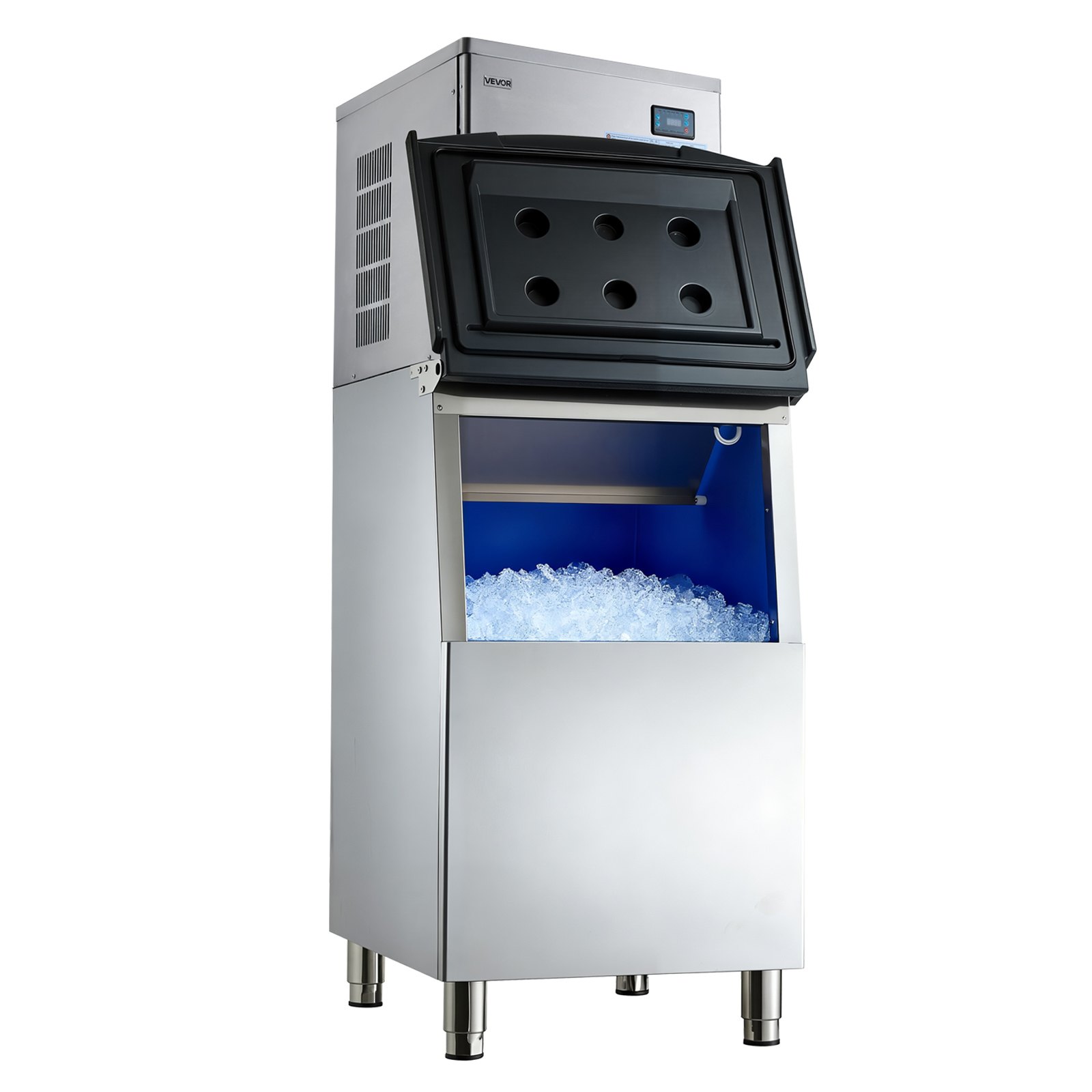 VEVOR Commercial Ice Maker Machine, 204KG/24H Ice-Making Machine with 113KG Stainless Steel Storage Bin, Auto Self-Cleaning Ice Maker with Touchscreen for Bar Cafe Restaurant Business Commercial