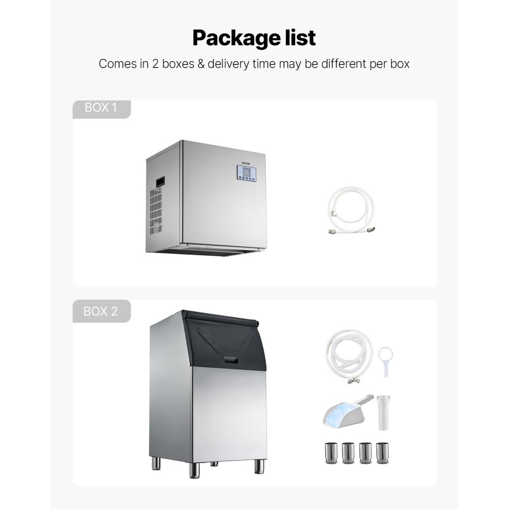 VEVOR Commercial Ice Maker Machine, 250KG/24H Ice-Making Machine with 136KG Stainless Steel Storage Bin, Auto Self-Cleaning Ice Maker with Touchscreen for Bar Cafe Restaurant Business Commercial
