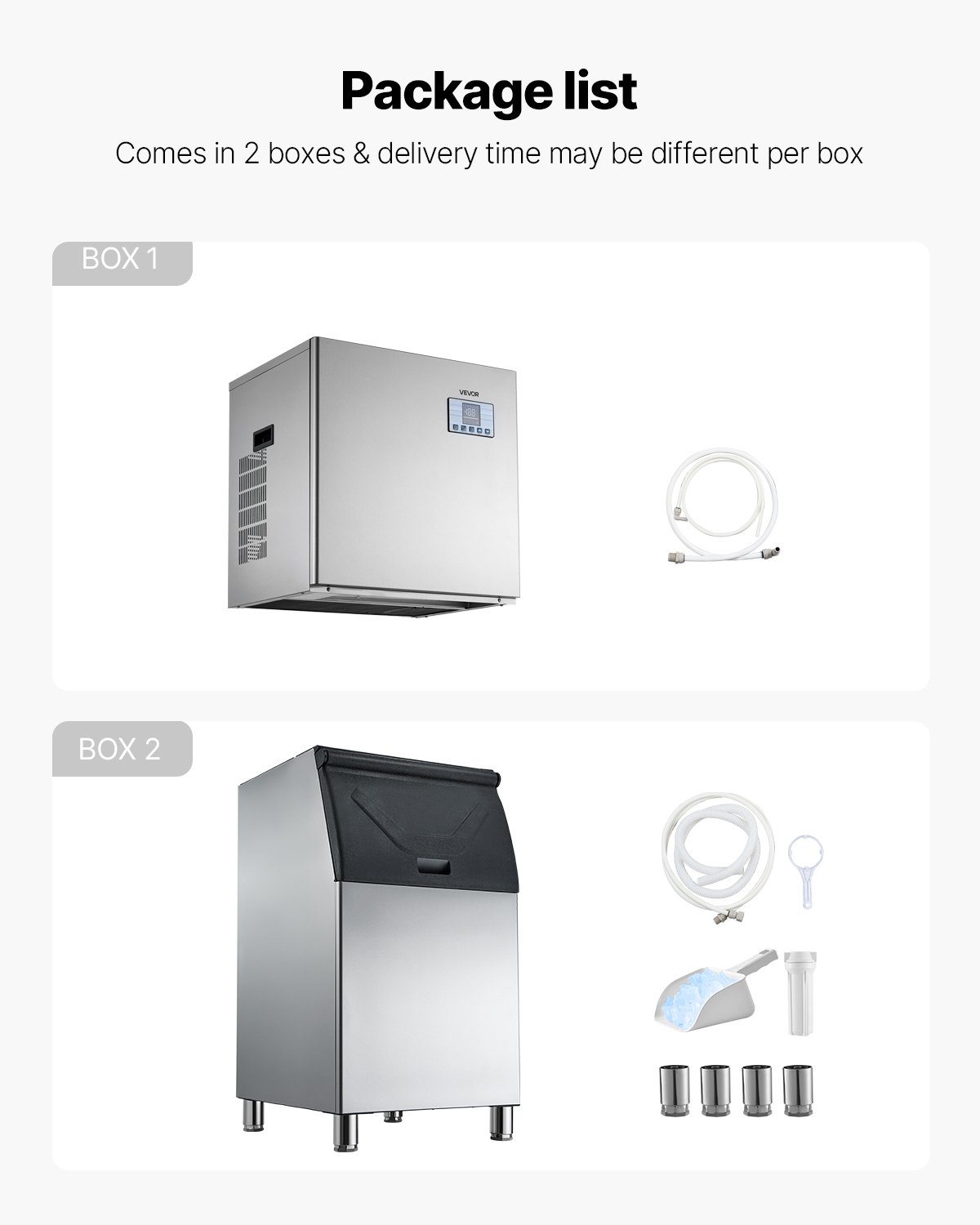 VEVOR Commercial Ice Maker Machine, 250KG/24H Ice-Making Machine with 136KG Stainless Steel Storage Bin, Auto Self-Cleaning Ice Maker with Touchscreen for Bar Cafe Restaurant Business Commercial