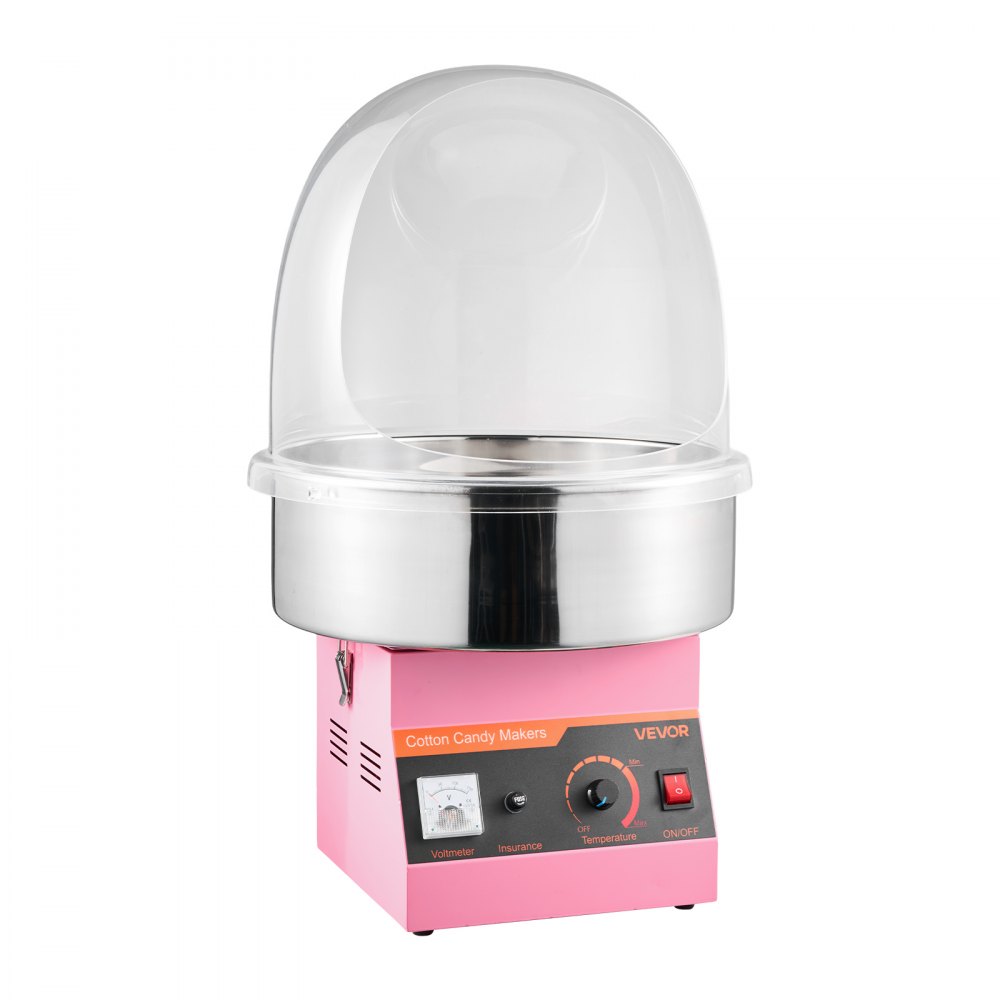 VEVOR Electric Cotton Candy Machine, 1000W Commercial Floss Maker With Cover, Commercial Cotton Candy Machine w/Stainless Steel Bowl & Sugar Scoop, Ideal for Carnival, Birthday, Family Party, Pink