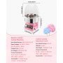 VEVOR Electric Cotton Candy Machine, 1000W Commercial Floss Maker With Cover, Commercial Cotton Candy Machine w/Stainless Steel Bowl & Sugar Scoop, Ideal for Carnival, Birthday, Family Party, Pink