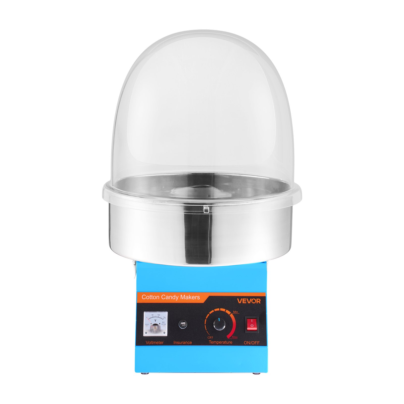 VEVOR Electric Cotton Candy Machine, 1000W Commercial Floss Maker With Cover, Commercial Cotton Candy Machine w/Stainless Steel Bowl & Sugar Scoop, Ideal for Carnival, Birthday, Family Party, Blue