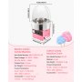 VEVOR Electric Cotton Candy Machine, 1000W Electric Floss Maker With Cover, Commercial Cotton Candy Machine w/Stainless Steel Bowl & Sugar Scoop, Ideal for Home, Carnival, Birthday, Family Party, Pink