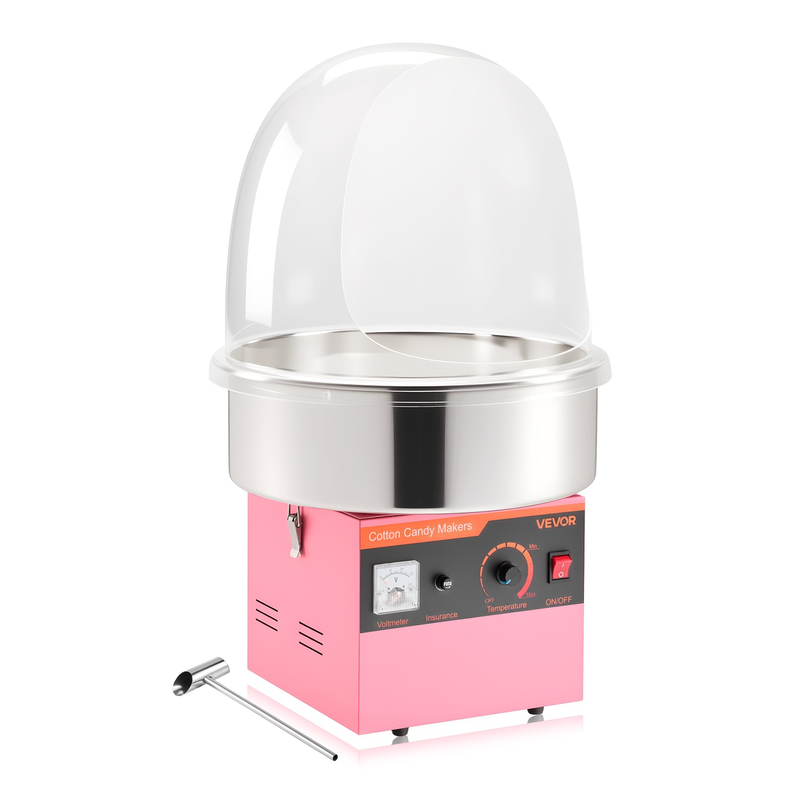 VEVOR Electric Cotton Candy Machine, 1000W Electric Floss Maker With Cover, Commercial Cotton Candy Machine w/Stainless Steel Bowl & Sugar Scoop, Ideal for Home, Carnival, Birthday, Family Party, Pink