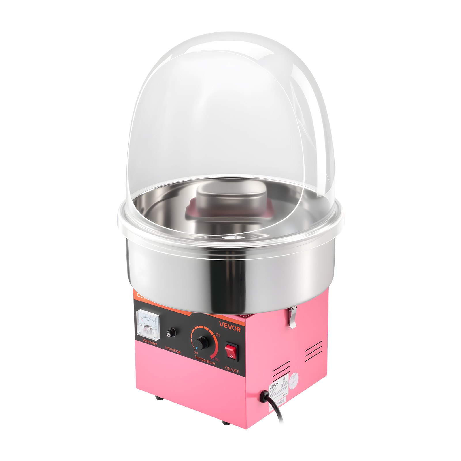 VEVOR Electric Cotton Candy Machine, 1000W Electric Floss Maker With Cover, Commercial Cotton Candy Machine w/Stainless Steel Bowl & Sugar Scoop, Ideal for Home, Carnival, Birthday, Family Party, Pink