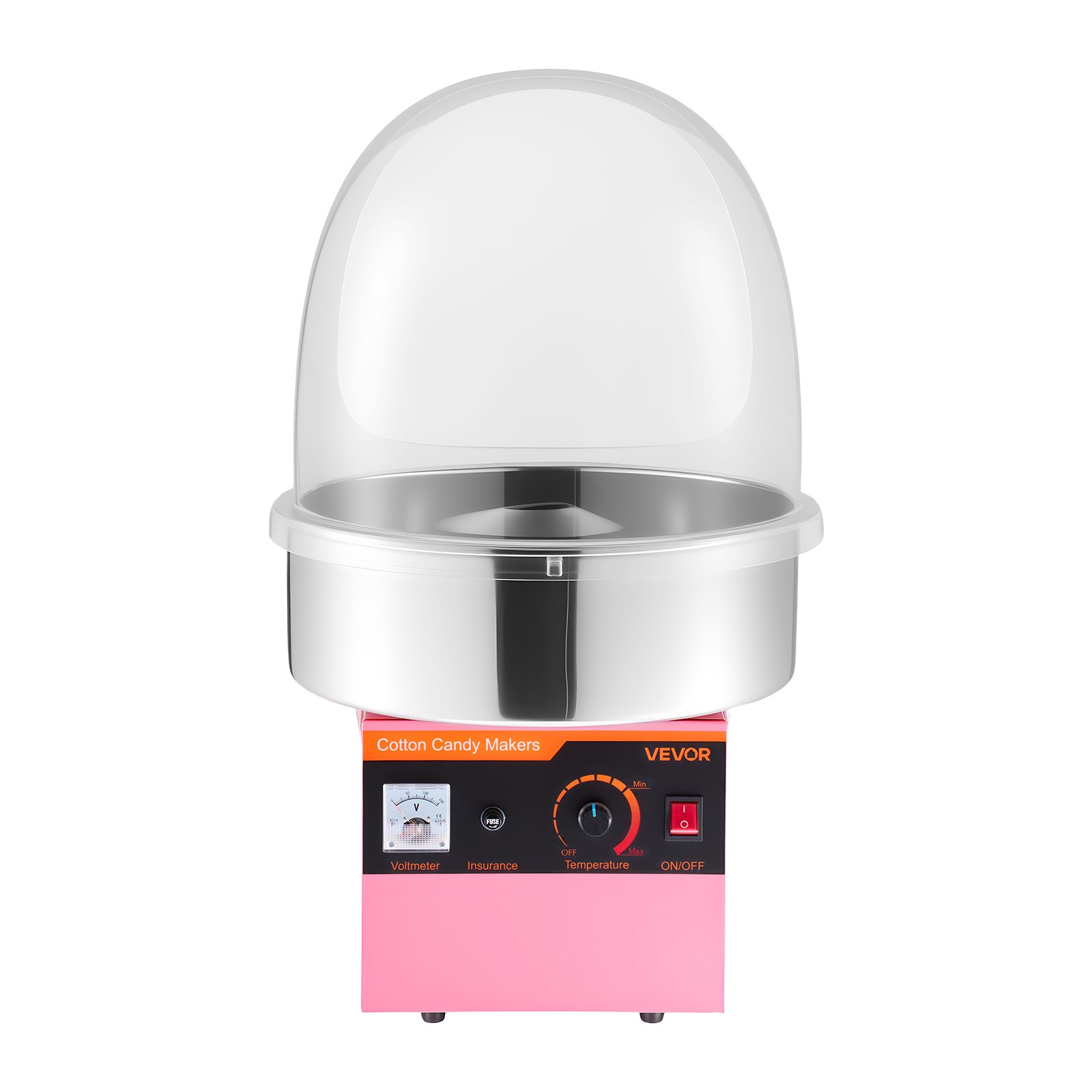 VEVOR Electric Cotton Candy Machine, 1000W Electric Floss Maker With Cover, Commercial Cotton Candy Machine w/Stainless Steel Bowl & Sugar Scoop, Ideal for Home, Carnival, Birthday, Family Party, Pink