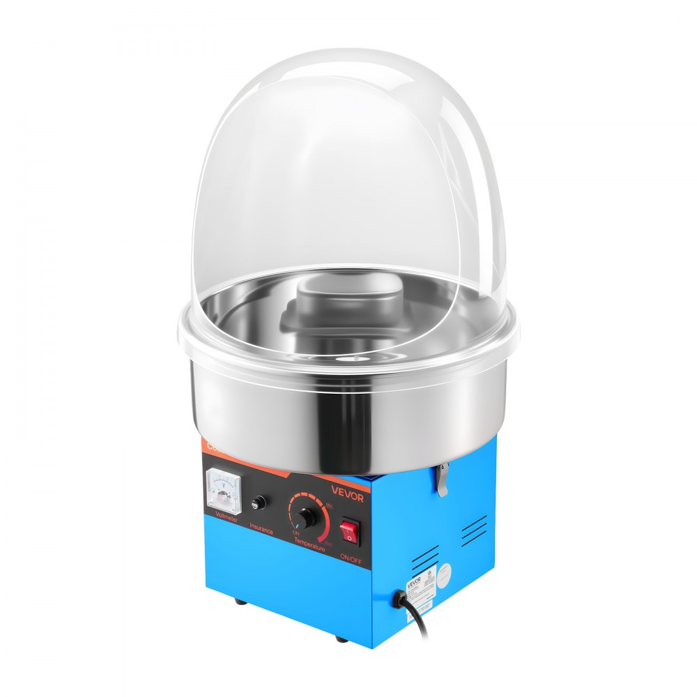 VEVOR Electric Cotton Candy Machine, 1000W Electric Floss Maker With Cover, Commercial Cotton Candy Machine w/Stainless Steel Bowl & Sugar Scoop, Ideal for Home, Carnival, Birthday, Family Party, Blue