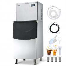VEVOR Commercial Ice Maker Machine, 650LBS/24H Ice-Making Machine with 250LBS Stainless Steel Storage Bin, Auto Self-Cleaning Ice Maker with Touchscreen for Bar Cafe Restaurant Business Commercial