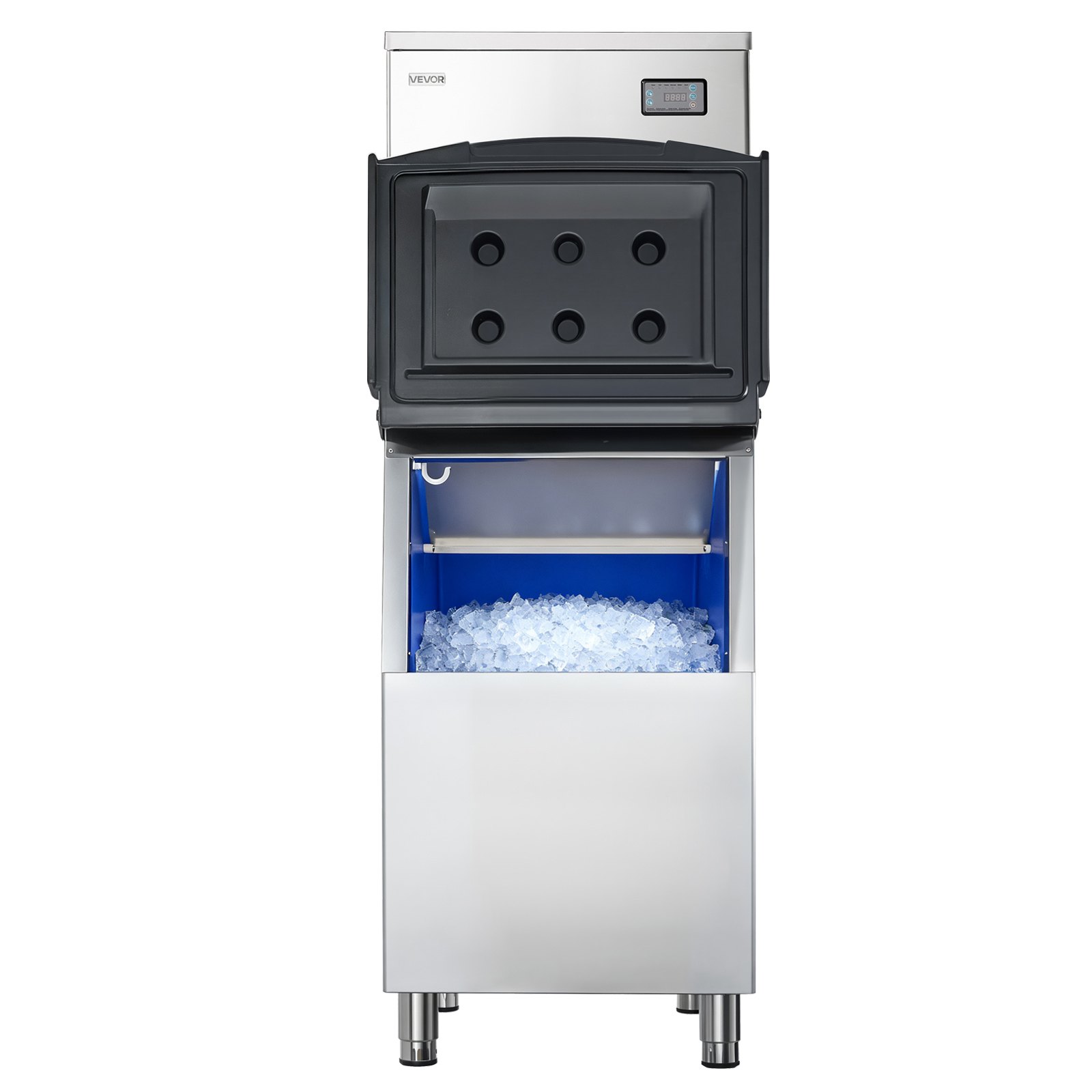 VEVOR Commercial Ice Maker Machine, 650LBS/24H Ice-Making Machine with 250LBS Stainless Steel Storage Bin, Auto Self-Cleaning Ice Maker with Touchscreen for Bar Cafe Restaurant Business Commercial
