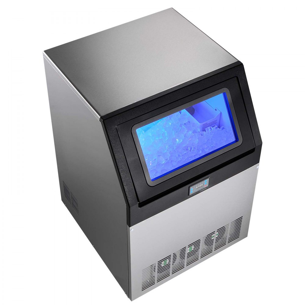 VEVOR Commercial Ice Maker Machine with Pump, 265 lbs/24h with 85 lbs Storage Capacity, Built-in/Freestanding/Under Counter, Stainless Steel Ice Maker with LED Display & Self-Cleaning, for Home Bar