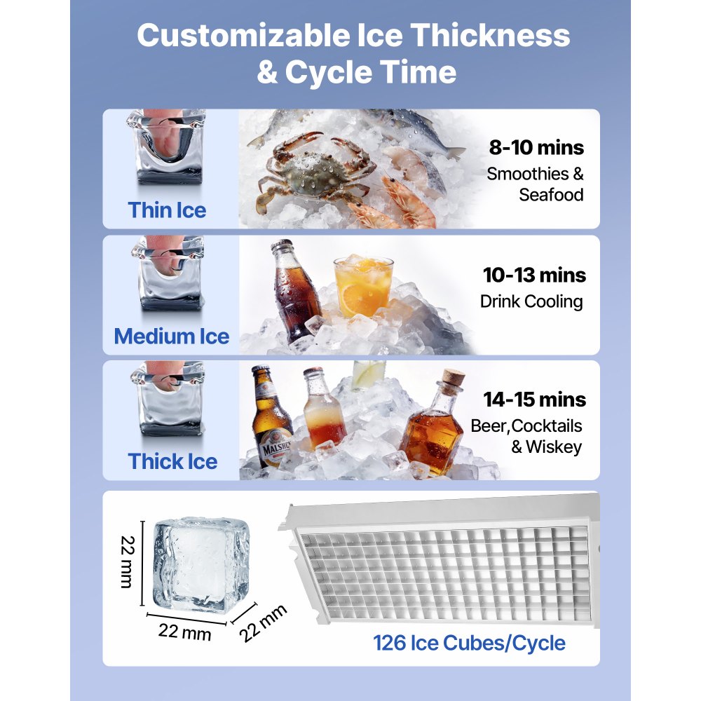 VEVOR Commercial Ice Maker Machine with Pump, 360 lbs/24h with 85 lbs Storage Capacity, Built-in/Freestanding/Under Counter, Stainless Steel Ice Maker with LED Display & Self-Cleaning, for Home Bar