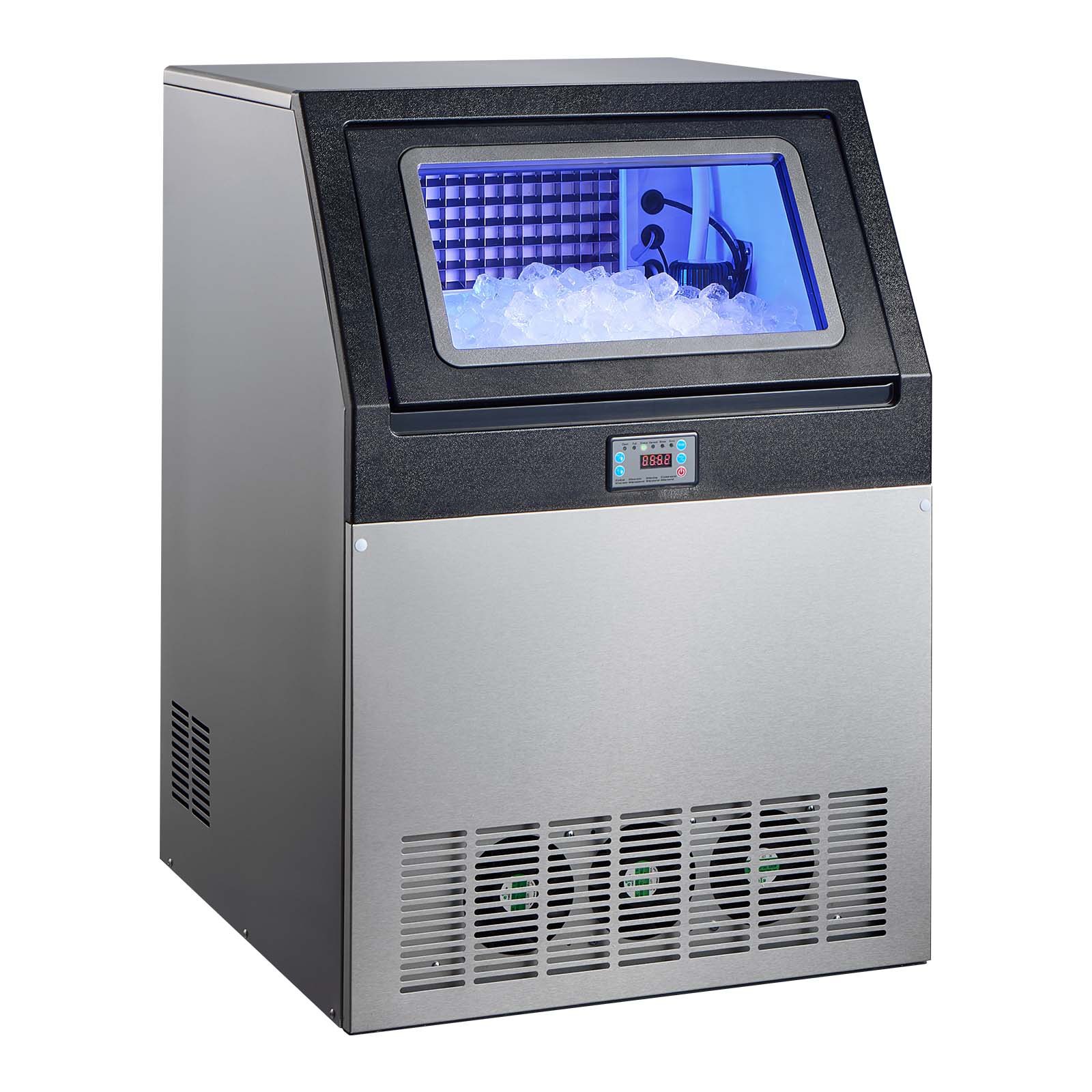 VEVOR Commercial Ice Maker Machine with Pump, 360 lbs/24h with 85 lbs Storage Capacity, Built-in/Freestanding/Under Counter, Stainless Steel Ice Maker with LED Display & Self-Cleaning, for Home Bar
