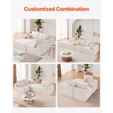 Modular Sectional Sofa L Shaped Cloud Couch with Chaise and Cushion Beige