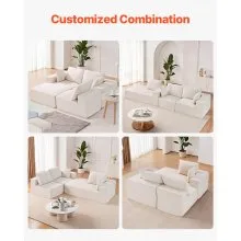 VEVOR Modular Sectional Sofa L Shaped Cloud Couch with Chaise and Cushion Beige