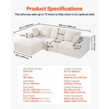 VEVOR Modular Sectional Sofa L Shaped Cloud Couch with Chaise and Cushion Beige