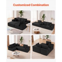 VEVOR Modular Sectional Sofa L Shaped Cloud Couch with Chaise and Cushion Black