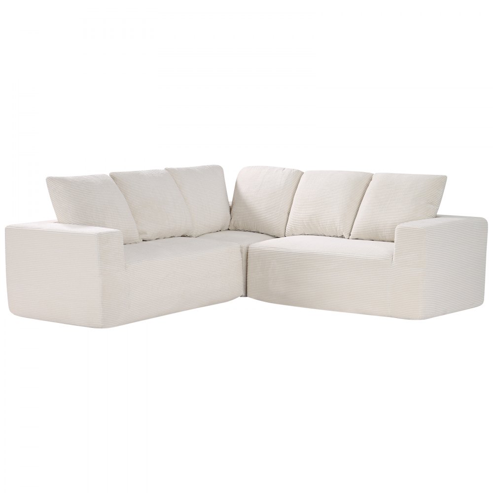 VEVOR Modular Sectional Sofa, L Shaped Modular Sofa Deep Seat, Cloud Sectional Couch with High Rebound Sponge and Density, Upholstered Corduroy Couch with Cushion for Living Room, Bedroom, Beige