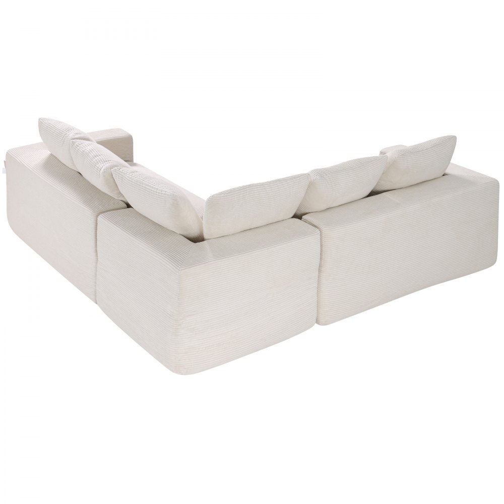 VEVOR Modular Sectional Sofa, L Shaped Modular Sofa Deep Seat, Cloud Sectional Couch with High Rebound Sponge and Density, Upholstered Corduroy Couch with Cushion for Living Room, Bedroom, Beige