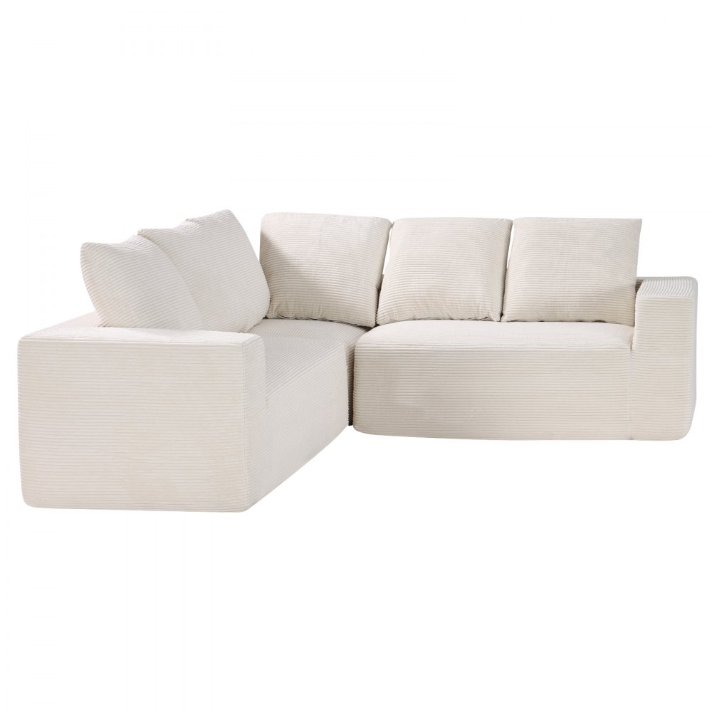 VEVOR Modular Sectional Sofa, L Shaped Modular Sofa Deep Seat, Cloud Sectional Couch with High Rebound Sponge and Density, Upholstered Corduroy Couch with Cushion for Living Room, Bedroom, Beige