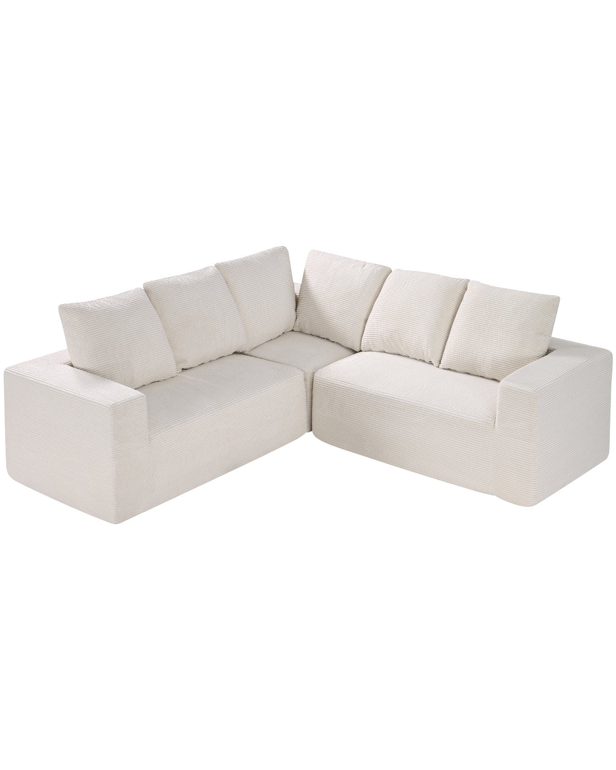VEVOR Modular Sectional Sofa, L Shaped Modular Sofa Deep Seat, Cloud Sectional Couch with High Rebound Sponge and Density, Upholstered Corduroy Couch with Cushion for Living Room, Bedroom, Beige