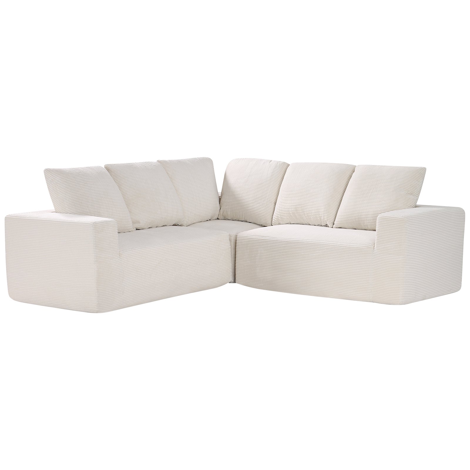 VEVOR Modular Sectional Sofa, L Shaped Modular Sofa Deep Seat, Cloud Sectional Couch with High Rebound Sponge and Density, Upholstered Corduroy Couch with Cushion for Living Room, Bedroom, Beige