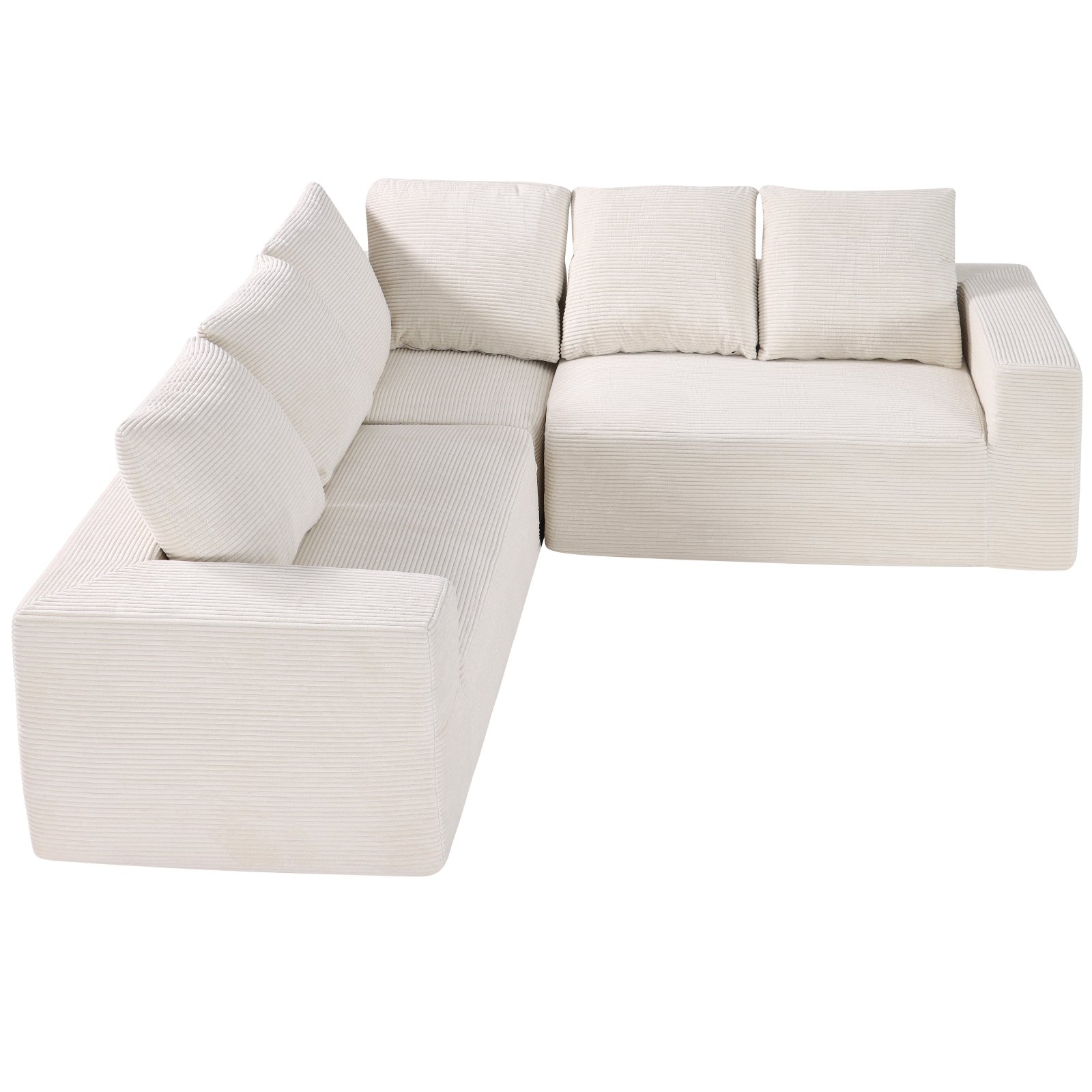 VEVOR Modular Sectional Sofa, L Shaped Modular Sofa Deep Seat, Cloud Sectional Couch with High Rebound Sponge and Density, Upholstered Corduroy Couch with Cushion for Living Room, Bedroom, Beige