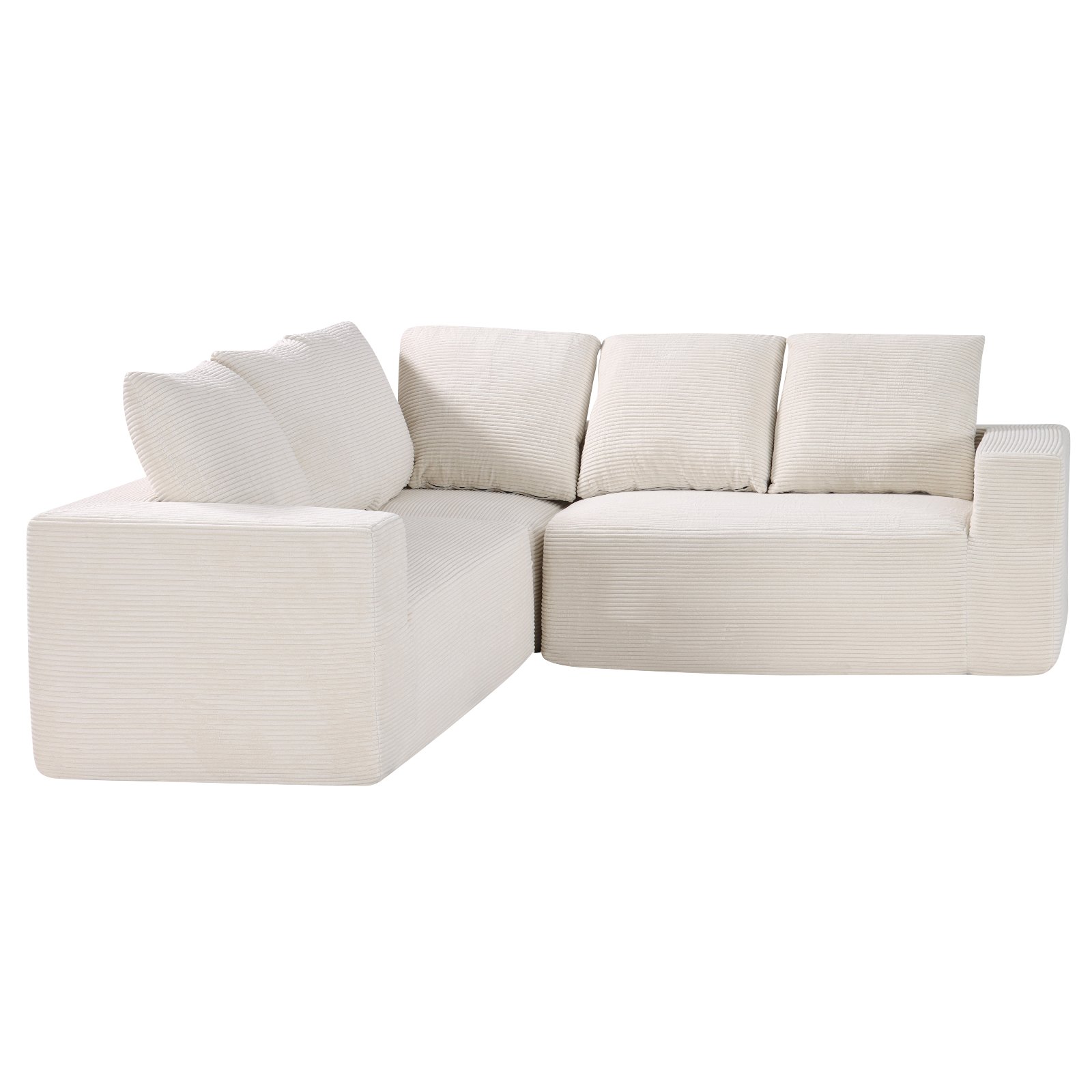 VEVOR Modular Sectional Sofa, L Shaped Modular Sofa Deep Seat, Cloud Sectional Couch with High Rebound Sponge and Density, Upholstered Corduroy Couch with Cushion for Living Room, Bedroom, Beige