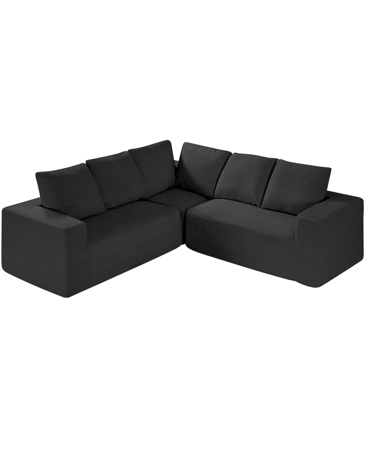 VEVOR Modular Sectional Sofa, L Shaped Modular Sofa Deep Seat, Cloud Sectional Couch with High Rebound Sponge and Density, Upholstered Corduroy Couch with Cushion for Living Room, Bedroom, Black