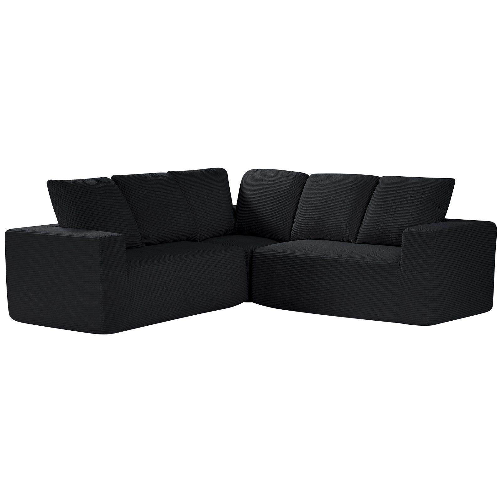 VEVOR Modular Sectional Sofa, L Shaped Modular Sofa Deep Seat, Cloud Sectional Couch with High Rebound Sponge and Density, Upholstered Corduroy Couch with Cushion for Living Room, Bedroom, Black
