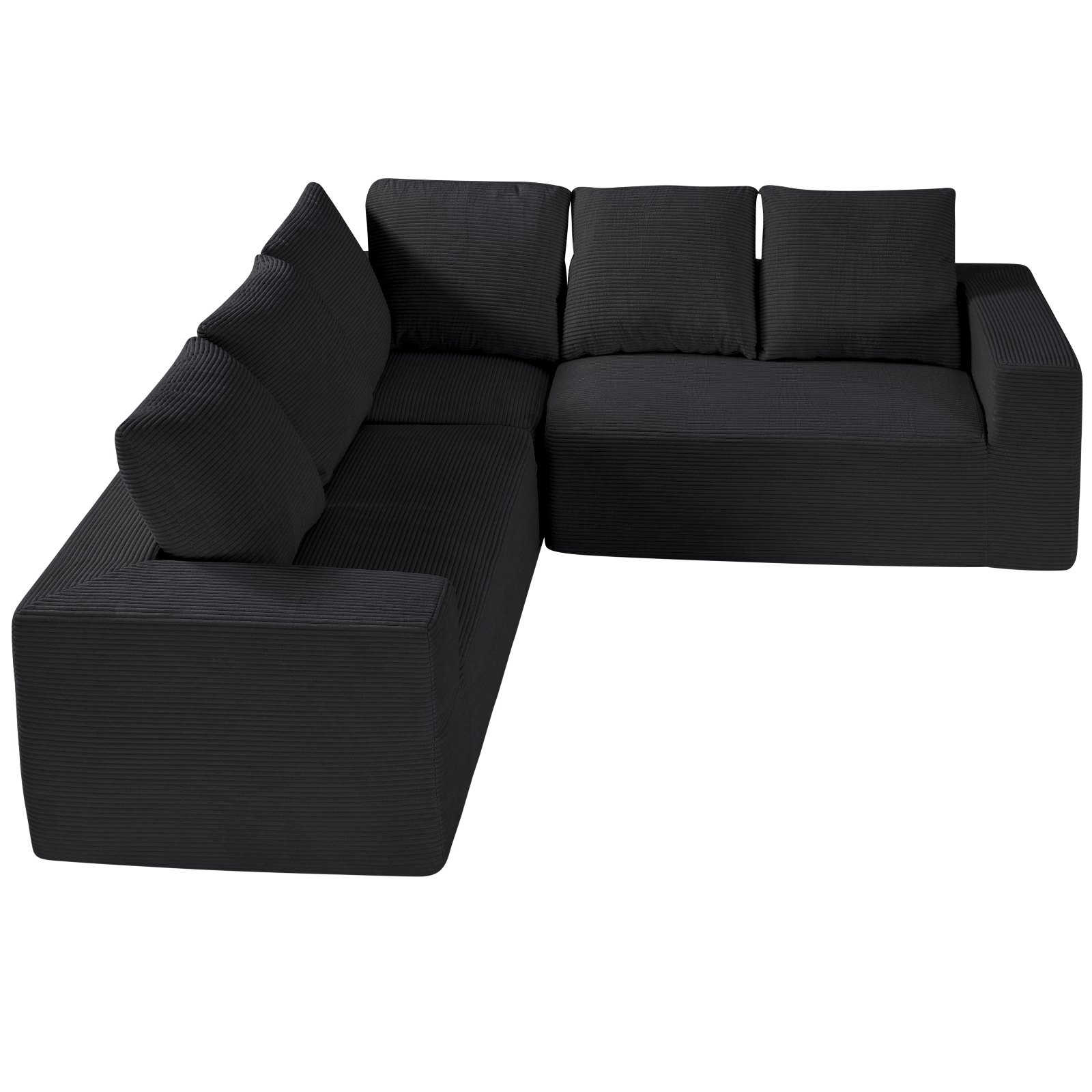VEVOR Modular Sectional Sofa, L Shaped Modular Sofa Deep Seat, Cloud Sectional Couch with High Rebound Sponge and Density, Upholstered Corduroy Couch with Cushion for Living Room, Bedroom, Black