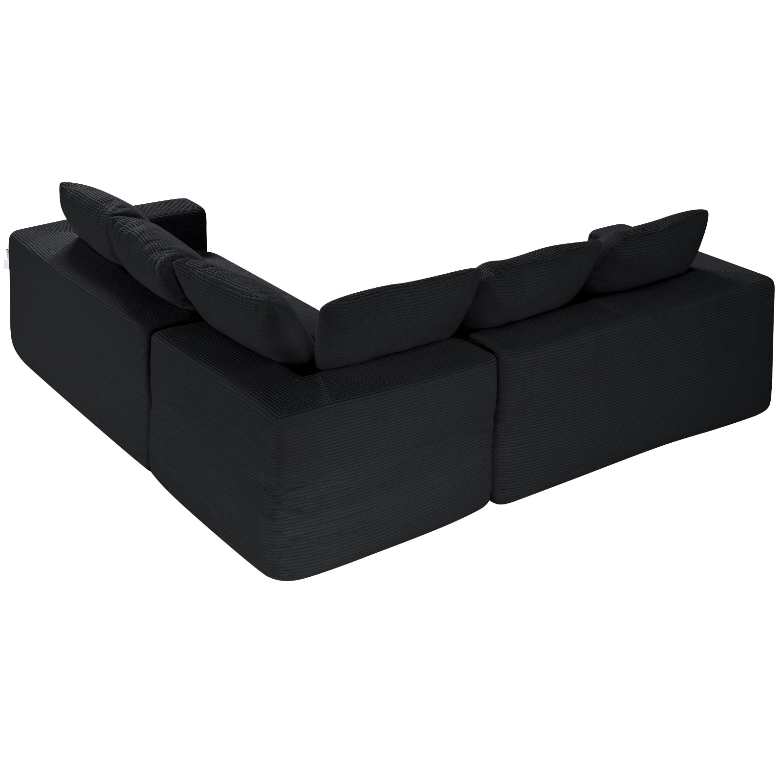 VEVOR Modular Sectional Sofa, L Shaped Modular Sofa Deep Seat, Cloud Sectional Couch with High Rebound Sponge and Density, Upholstered Corduroy Couch with Cushion for Living Room, Bedroom, Black