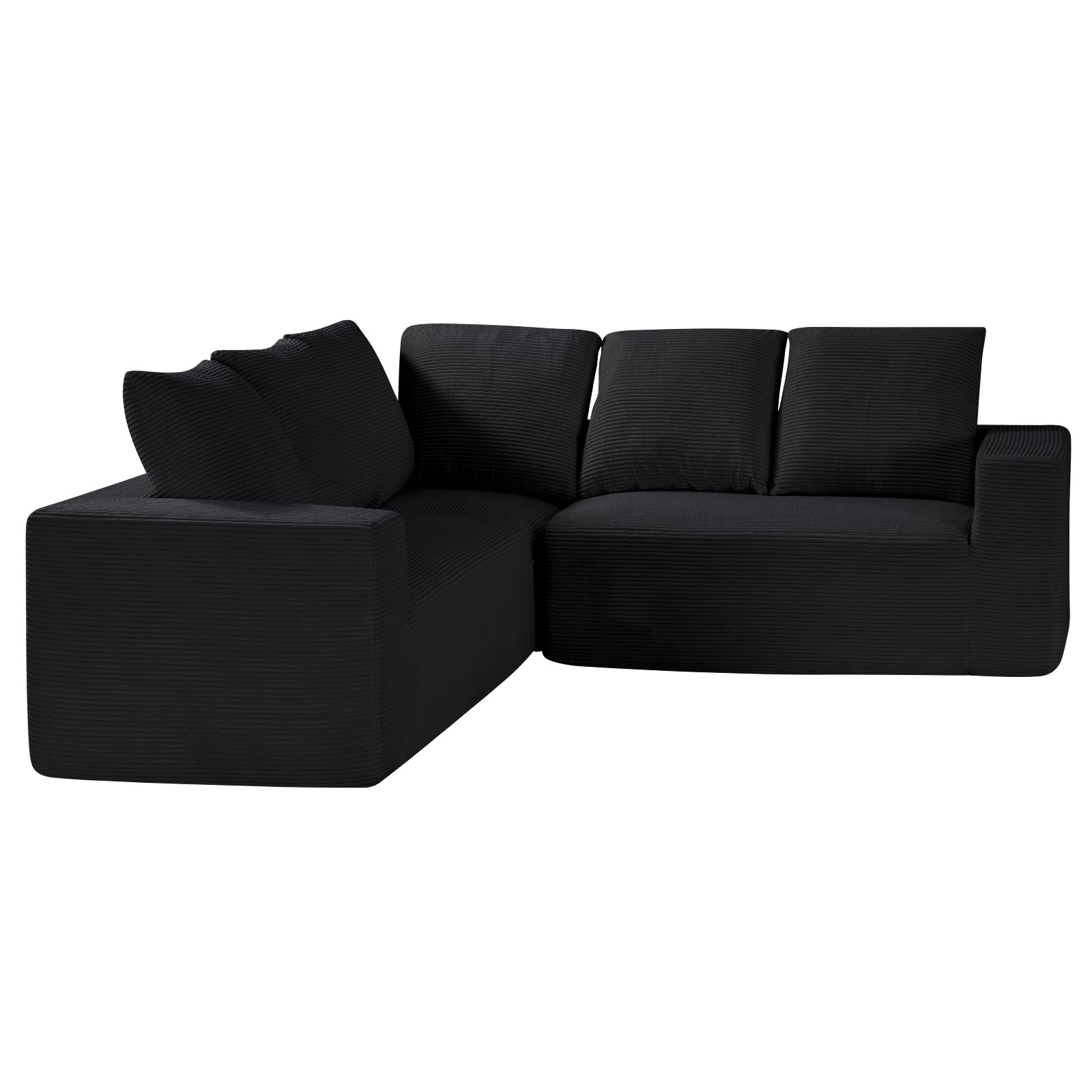 VEVOR Modular Sectional Sofa, L Shaped Modular Sofa Deep Seat, Cloud Sectional Couch with High Rebound Sponge and Density, Upholstered Corduroy Couch with Cushion for Living Room, Bedroom, Black