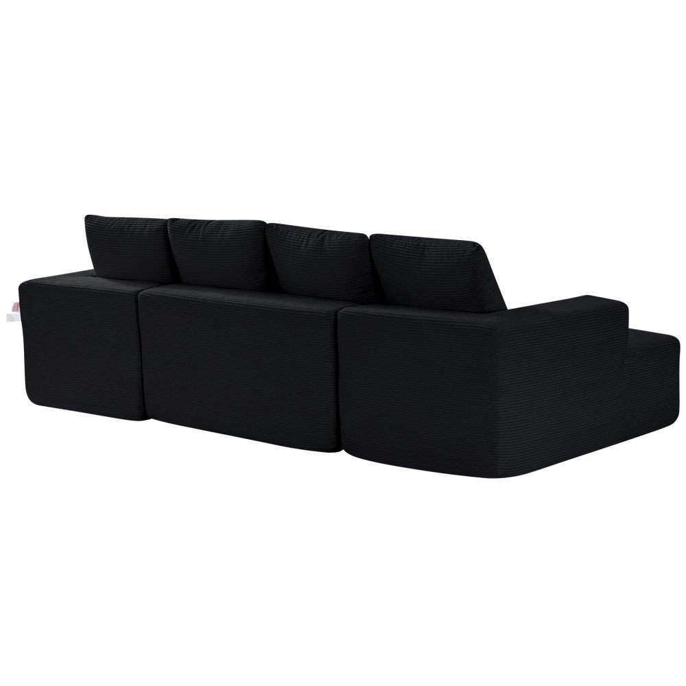 VEVOR Modular Sectional Sofa, U Shaped Modular Sofa with Chaise, Cloud Sectional Couch with High Rebound Sponge and Density, Upholstered Corduroy Couch with Cushion for Living Room, Bedroom, Black