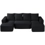 VEVOR Modular Sectional Sofa, U Shaped Modular Sofa with Chaise, Cloud Sectional Couch with High Rebound Sponge and Density, Upholstered Corduroy Couch with Cushion for Living Room, Bedroom, Black