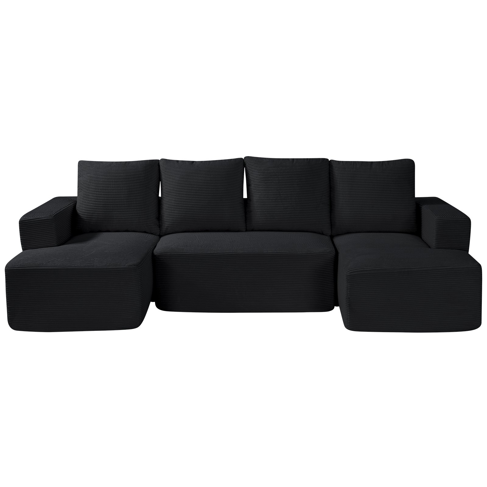 VEVOR Modular Sectional Sofa, U Shaped Modular Sofa with Chaise, Cloud Sectional Couch with High Rebound Sponge and Density, Upholstered Corduroy Couch with Cushion for Living Room, Bedroom, Black