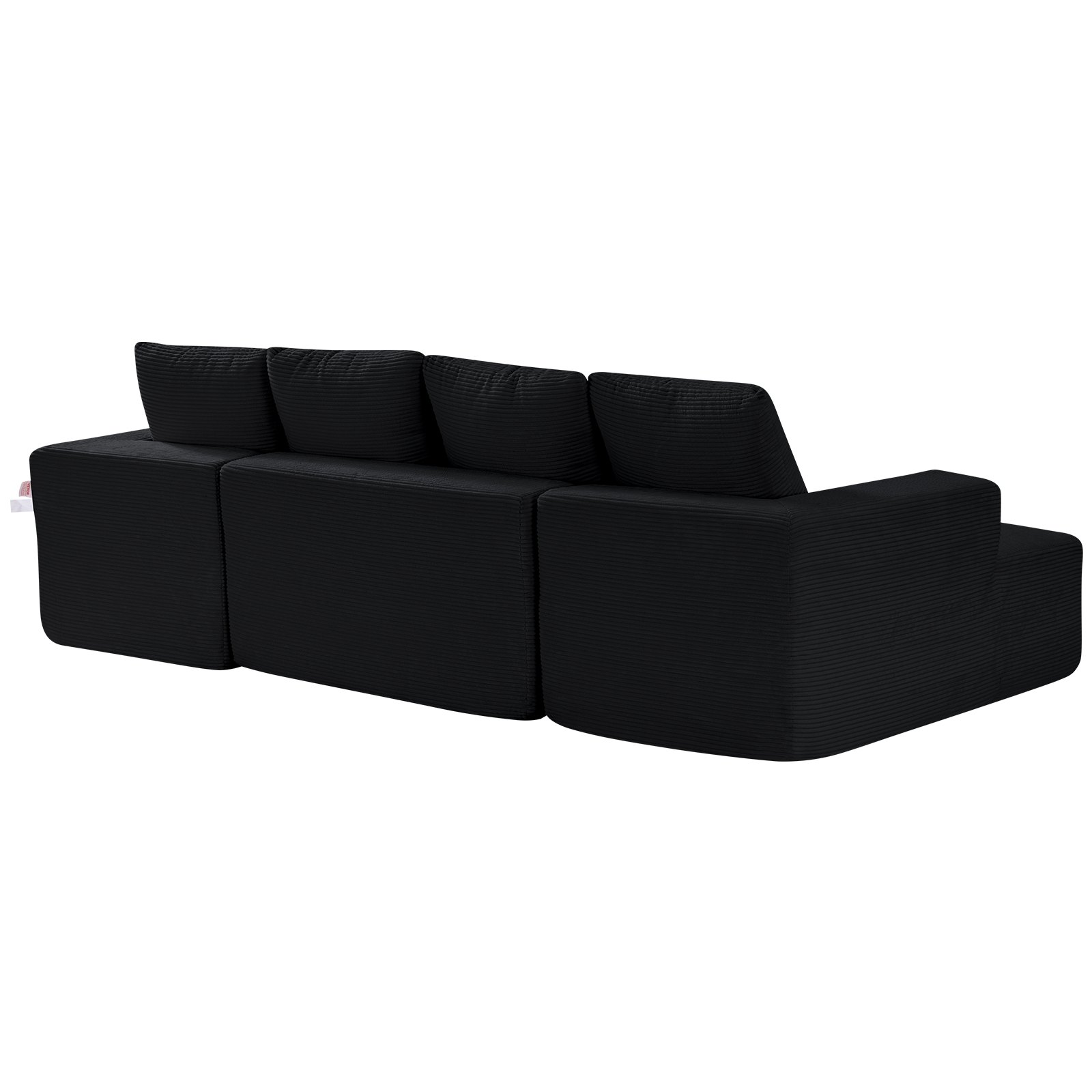 VEVOR Modular Sectional Sofa, U Shaped Modular Sofa with Chaise, Cloud Sectional Couch with High Rebound Sponge and Density, Upholstered Corduroy Couch with Cushion for Living Room, Bedroom, Black