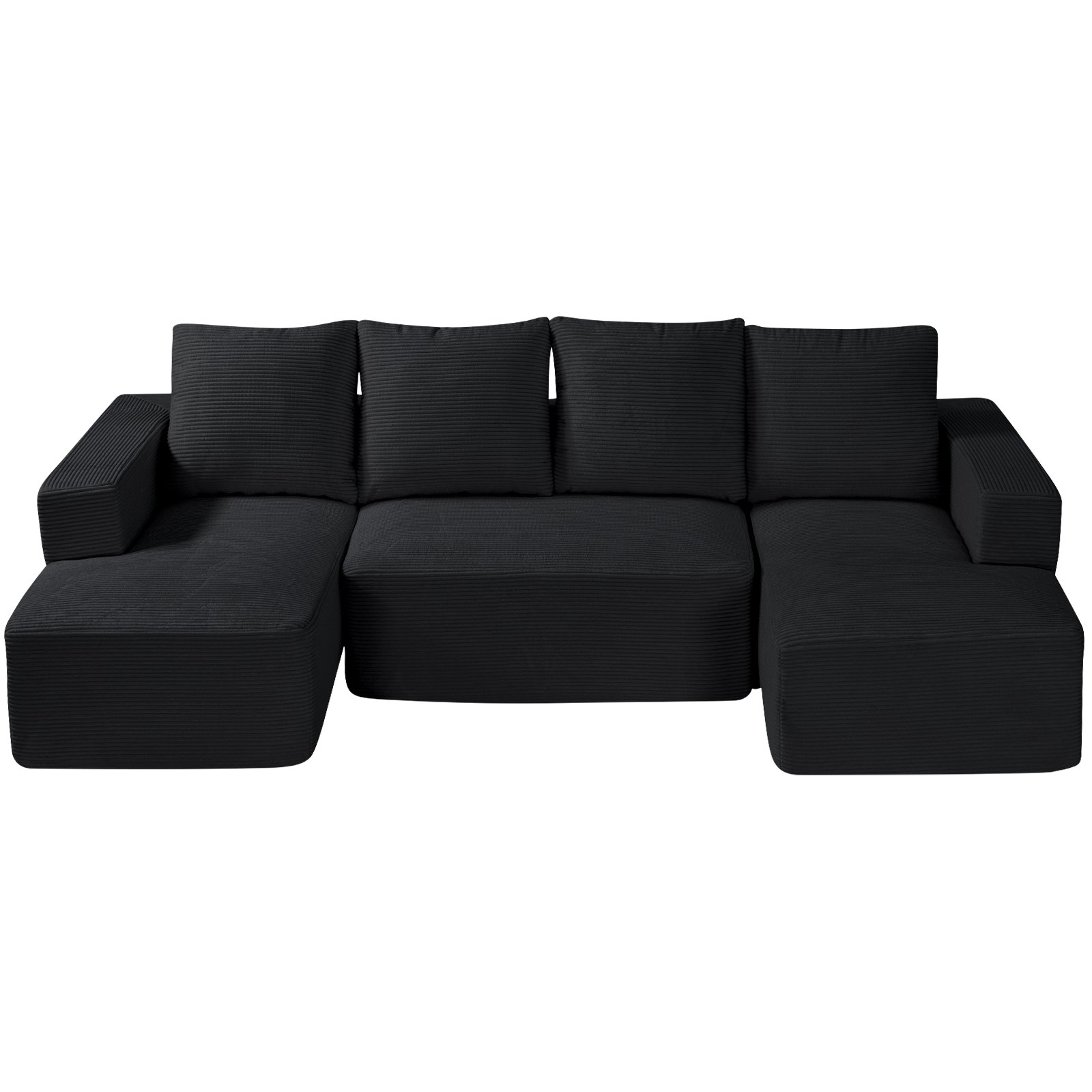 VEVOR Modular Sectional Sofa, U Shaped Modular Sofa with Chaise, Cloud Sectional Couch with High Rebound Sponge and Density, Upholstered Corduroy Couch with Cushion for Living Room, Bedroom, Black