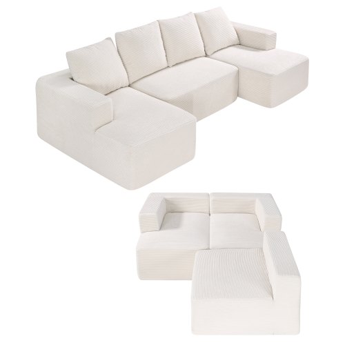 VEVOR Modular Sectional Sofa U Shaped Cloud Couch with Chaise and Cushion Beige