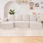 VEVOR Modular Sectional Sofa, U Shaped Modular Sofa with Chaise, Cloud Sectional Couch with High Rebound Sponge and Density, Upholstered Corduroy Couch with Cushion for Living Room, Bedroom, Beige