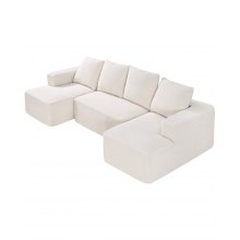 Modular Sectional Sofa U Shaped Cloud Couch with Chaise and Cushion Beige