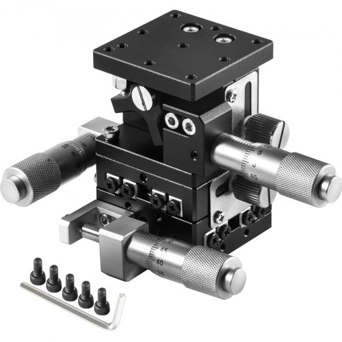 VEVOR XYZ Linear Stage 3 Axles 60 x 60 mm Trimming Platform, Bearing Tuning Platform Sliding Table, XYZ 3 Directions Manual Linear Stage for Optical Instruments, Measuring Devices, Semiconductor