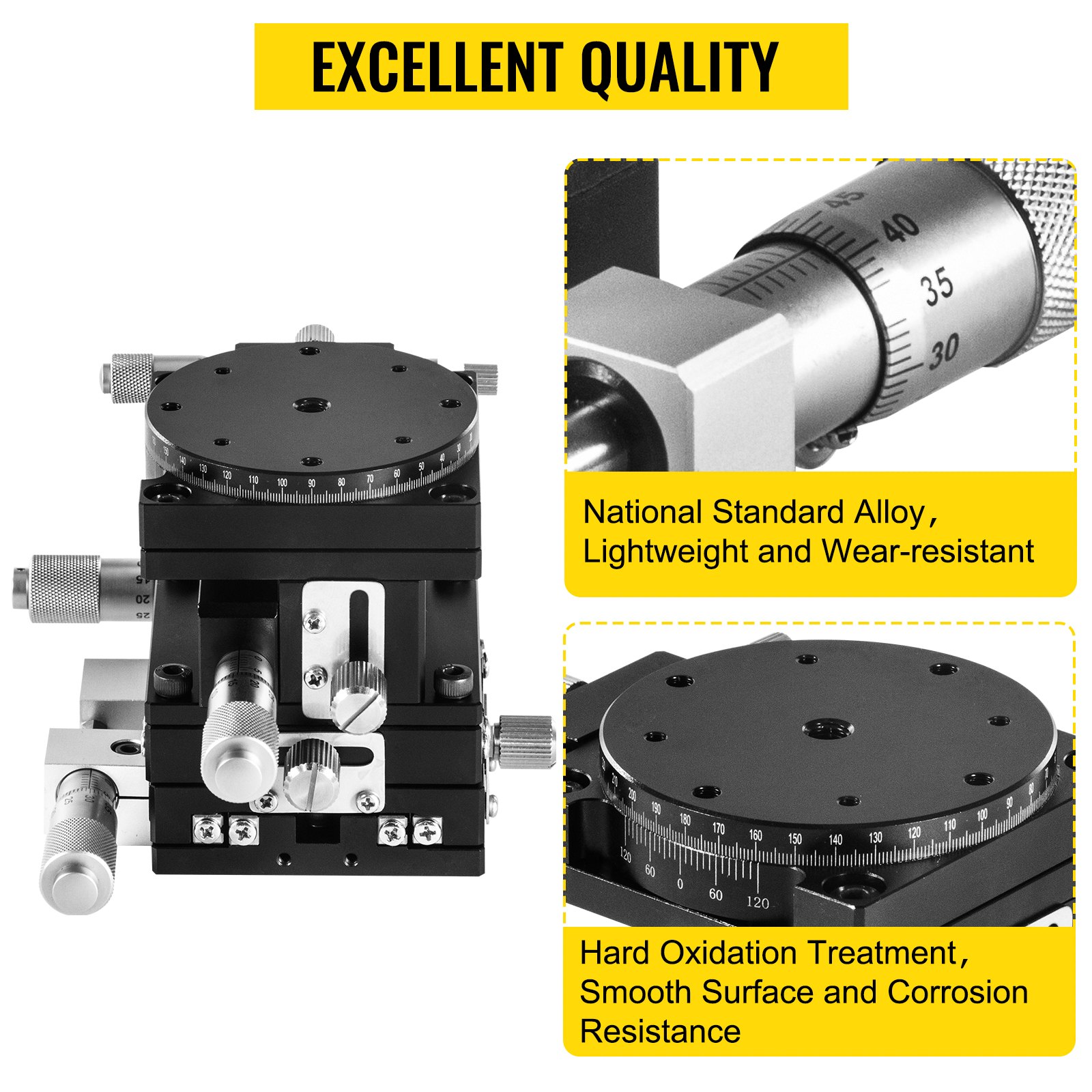 VEVOR XYZR 4 Axles Linear Stage Trimming Platform 60 x 60 mm Manual Linear Stage