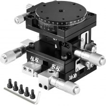 VEVOR XYZR Linear Stage 4 Axles 90 x 90 mm Trimming Platform, Bearing Tuning Platform Sliding Table, XYZR 4 Directions Manual Linear Stage for Optical Instruments, Measuring Devices, Semiconductor