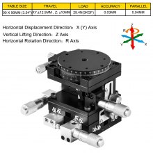 VEVOR XYZR Linear Stage 4 Axles 90 x 90 mm Trimming Platform, Bearing Tuning Platform Sliding Table, XYZR 4 Directions Manual Linear Stage for Optical Instruments, Measuring Devices, Semiconductor