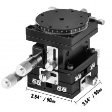 VEVOR XYZR Linear Stage 4 Axles 90 x 90 mm Trimming Platform, Bearing Tuning Platform Sliding Table, XYZR 4 Directions Manual Linear Stage for Optical Instruments, Measuring Devices, Semiconductor