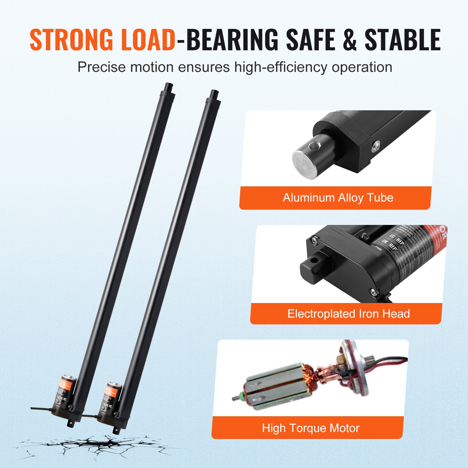 VEVOR 2PCS 12V Linear Actuator Kit 760 mm 9 mm/s 99.79 kg/1000N IP54 Protection